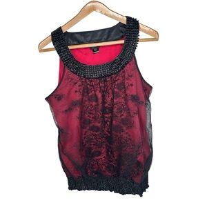 Torrid Velvet Burnout Mesh Overlay Top Beaded Neckline Y2K Dark Romantic Goth